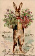 Hase Personifiziert Ostern  Prägedruck 1904 I-II Paques - Ohne Zuordnung