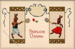 OSTERN - OSTERHASEN-Prägekarte TENNIS I (Ser. 3596) - Ostern