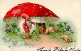 Pilz Zwerg Schweine Glitter Prägedruck 1907 I-II Cochon Lutin - Non Classificati