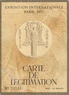 Ausstellung Paris (75000) Frankreich Carte De Legitimation  Prägedruck I-II Expo - Ohne Zuordnung