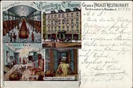 Wein Dresden (O8000) Weinhandlung C. Thamm Palast Restaurant Lithographie 1899 I-II (Ecke Abgestossen) Vigne - Non Classés