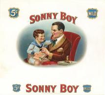 Tabak / Rauchen Zigarrenkisten Etiketten Ca. 22,4 X 20,5 Cm Sonny Boy Ca. 1920 Golddruck Litho Geprägt I-II - Non Classés