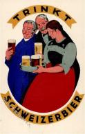 Bier Trinkt Schweizer Bier Künstler-Karte I-II Bière - Bierbeek