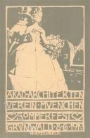 Kunstgeschichte München Sign. Atzenbeck, H. Akad. Architekten Verein Sommerfest 1910 Künstler-Karte I-II - Non Classés