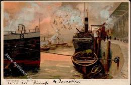 Diemer, Z. Hamburg Im Freihafen Künstlerkarte 1901 I-II (fleckig) - Non Classés