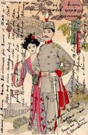 Jugendstil Geisha Soldat  Künstlerkarte 1904 I-II Art Nouveau - Ohne Zuordnung