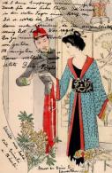 Jugendstil Geisha Soldat  Künstlerkarte 1904 I-II Art Nouveau - Ohne Zuordnung