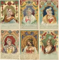 EDELSTEINE - 9 Versch. Frauen-Jugendstil-Ak U.a. TOPAS, GOLD, SAPHIR,SMARAGD Usw. , I-II Art Nouveau Femmes - Non Classificati