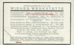 Wiener Werkstätte Betriebsgesellschaft, Ohne Ansichtskarten-Einteilung I-II/II - Unclassified