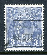 Australia 1926-30 KGV Heads (Wmk. Mult. Crown A) - P.13½ X 12½ - 3d Deep Ultramarine - Die II - Used (SG 100b) - Usados