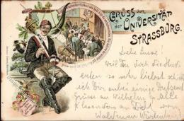 Studentika STRASSBURG - Gruss Von Der UNIVERSITÄT Strassburg, 1896, I-II Montagnes - Ohne Zuordnung