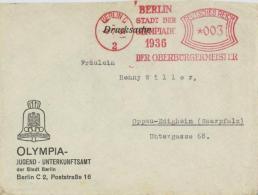 BERLIN OLYMPIA 1936 - Brief Des Olympia-Jugend-Unterkunftsamt Mit Olympia-Franco-o D. Oberbürgermeisters (rück - Ohne Zuordnung