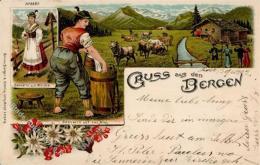 Gruss Aus Den Bergen Lithographie 1902 I-II (fleckig) Montagnes - Non Classés