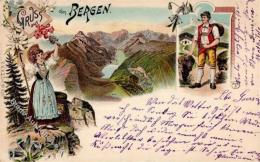 Gruss Aus Den Bergen Lithographie 1900 I-II (fleckig) Montagnes - Ohne Zuordnung