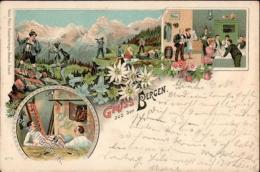 Gruss Aus Den Bergen Lithographie 1898 I-II (fleckig) Montagnes - Non Classificati