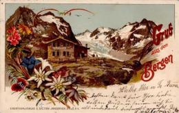 Gruss Aus Den Bergen Franz Sennhütte Lithographie 1900 I-II (fleckig) Montagnes - Ohne Zuordnung