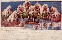 Berggesicht Sign. Hansen Die Sieben Kurfürsten Am Wallensee U. Das Alpenglühen Künstlerkarte 1897 I-II (E - Non Classificati
