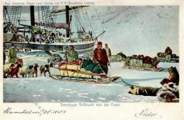 Expedition Nordpol Sverdrups Aufbruch Von Der Fram Künstlerkarte 1904 I-II (fleckig) - Non Classés