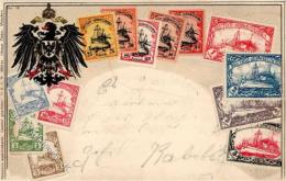 Kolonien Deutsch-Südwestafrika Präge-Karte Mit 13 Briefmarken Abbildungen RS Stpl. Windhuk 6.3.06 U. Kaiserl. - Ohne Zuordnung