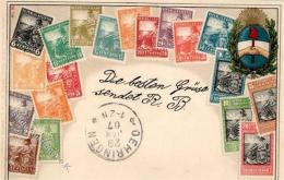 Kolonien Deutsch-Südwestafrika AK Mit 19 Gedruckten Briefmarken RS Stpl. Keetmanshoop 18.12.06 Präge-Karte I-I - Non Classés