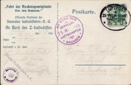 Zeppelin Post LZ 17 Sachsen Abwurfkarte Von Der Fahrt Oos Stuttgart Oos. Offz. Bordkarte Fahrt Der Reichstagsmitglieder - Zeppeline