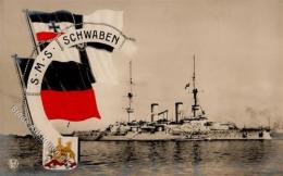 Marine WK I SMS Schwaben Schwarz-Weiß-Rot Foto AK 1916 I-II - Ohne Zuordnung