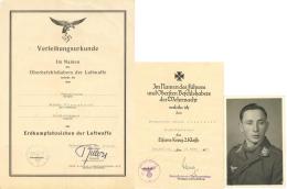 WK II Kleiner Nachlass Eines Fliegers Mit 4 Verleihungsurkunden Erdkampfabzeichen Der Luftwaffe Eiserne Kreuz 2. Klasse - Ohne Zuordnung