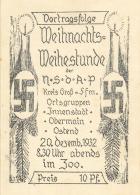 KRIEGSWEIHNACHT WK II - 3-fach-Klappkarte WEIHNACHTS-WEIHESTUNDE D. NSDAP FRANKFURT/Main Im Zoo 1932" - Sehr Dekorativ! - Non Classificati