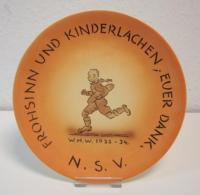 WHW Teller Ø 21 Cm Steingut Waechtersbach Frohsinn Und Kinderlachen Euer Dank 1933-34 NSV II - Ohne Zuordnung