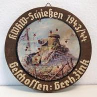 WHW Schiessen Ehrenscheibe Holz Ø 35 Cm Geschossen Gerh. Zink 1943/44 Bild Sign. Friedmann, H. I-II - Ohne Zuordnung