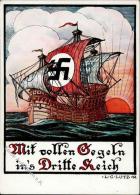 NSDAP-Prop-Ak WK II - Bildkunst Nr. 19 Mit Vollen Segeln Ins Dritte Reich" Sign. Lutz I" - Ohne Zuordnung