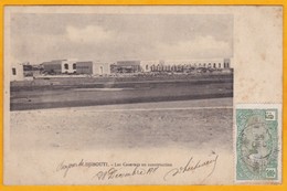 1911 - CP De Djibouti, Côte Française Des Somalis Vers Roubaix, France - Timbre 5 C Seul - Vue Des Casernes - Storia Postale