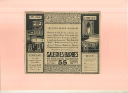 FRANCE 75 . GALERIES BARBES  . PUB  DES ANNEES 1920  . DECOUPEE ET COLLEE SUR PAPIER . - Other & Unclassified