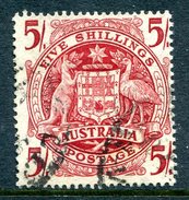 Australia 1948-56 Definitives (Wmk. Sideways) - 5/- Arms - Thin Paper Used (SG 224ab) - Neufs