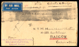 India To SAIGON, 1946, Airmail Envelope, Various Postmark, Indochina, Colony, Ho Chi Minh City, King George 6th. - Storia Postale