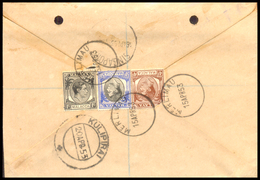 Malaya, Malacca, 1953, Registered Airmail, Sent To India, Air Mail, Various Postmark, King, Tree, Colony, British. - Malacca