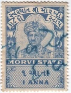 INDIA MORVEE PRINCELY STATE 1-ANNA COURT FEE STAMP 1940-45 GOOD/USED - Morvi