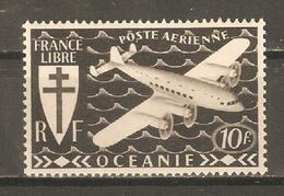 French Polynesia 1942,Omnibus Plane Issue 10fr,Sc C6,VF MLH*OG (K-8) - Aéreo