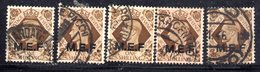 R1507 - MEF  , 1 Shilling N. 13 Usato : 5 Valori Con Annulli Diversi - British Occ. MEF