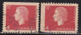 4c X 2 Diff; Position Booklet, Perf., Imperf,  Used, QE Series, Canada - Sellos (solo)