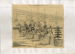 SAUT PAR QUATRE  . REPRO FIN XIXeS. DECOUPEE ET COLLEE SUR PAPIER . - Equitation