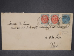 DANEMARK - Enveloppe Pour Paris En 1891 , Affranchissement Plaisant - L 6982 - Brieven En Documenten