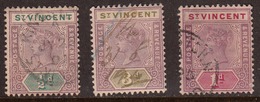 St Vincent 1898 Cancelled, Sc# 62,63,65 - St.Vincent (...-1979)