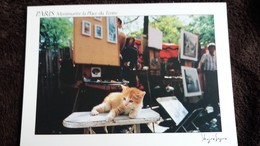 CPM CHAT CHATON PARIS PLACE DU TERTRE MONTMARTRE PHOTO SAGARA ED B PERRIN   PARMI LES PEINTRES - Flusspferde