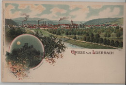 Gruss Aus Lörrach - Totalansicht, Röttler-Schloss - Lithographie - Lörrach