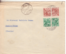 12-svizzera-francobolli Tete-beche-su Busta- V.1946 X Zuglio-Udine - Tete Beche