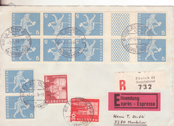 8-svizzera-francobolli Tete-beche E Se-tenant Su Busta Raccomandata Espressa-v.1966 - Tete Beche