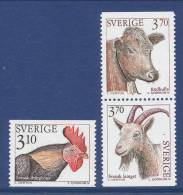 Sweden 1995 Facit # 1878-1880. Domestic Animals 2, Set Of 3 Incl. SX-pair, MNH (**) - Ongebruikt