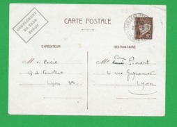 ENTIERS PETAIN 1942 De Lyon Pour Lyon - Standaardpostkaarten En TSC (Voor 1995)