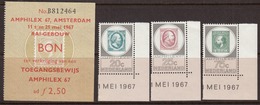 Netherlands 1967 Mint No Hinge, Sc# 448-450 + Ticket, Mi 880-882 - Ongebruikt